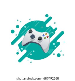 Joystick video game vector icon isolated illustration on modern memphis design background