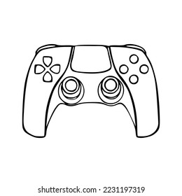 Joystick for video games vector outline design isolated on white background. Devise for play station concept.