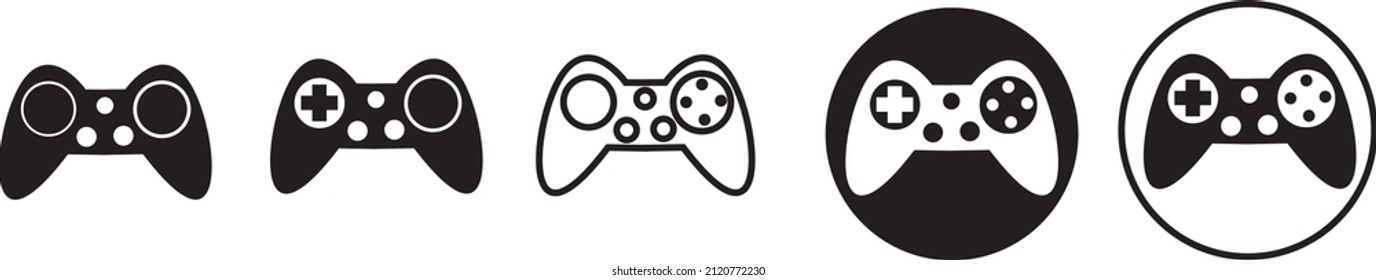 Joystick videogame controller. Gamer controlling device vector icon.

