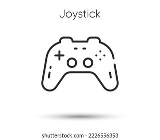Joystick videogame controller line icon. Game controlling device sign. Control gamepad symbol. Illustration for web and mobile app. Line gaming controller icon. Editable stroke game joystick. Vector