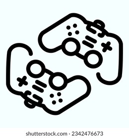 Joysticks line icon. Game joysticks for two persons vector illustration isolated on white. Video game controller outline style designed for and app. Eps 10.