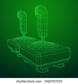 Joysticks. Retro video game controller gamepad. Wireframe low poly mesh vector illustration