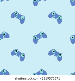 Joysticks, seamless pattern, vector. Back to school. Joysticks on a purple background.
