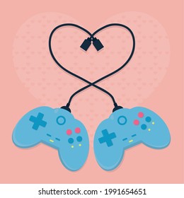 joysticks with wire in heart shape