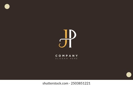 Letras del alfabeto JP Iniciales Logotipo del monograma PJ, J y P