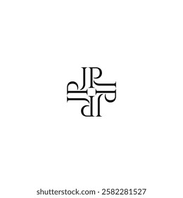 JP cross. J and P letter with plus symbol. P and J logo design. Combination abstract of J and P letter. Best for fashion, luxury brand, illustration, apparel, consulting, salon. Beauty initials icon.