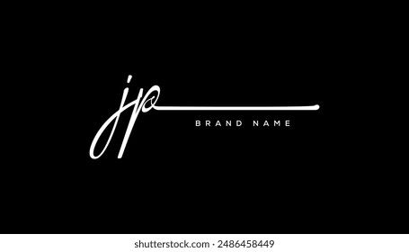 JP etter beauty handwriting vector logo. 
