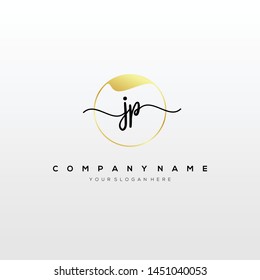 JP handwriting initial logo template vector.