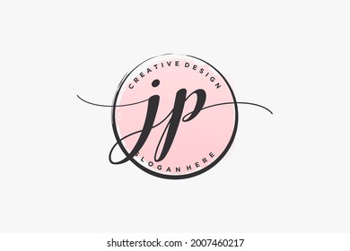 Logotipo de escritura manual JP con plantilla de círculo, firma vectorial, boda, moda, floral y botánica con plantilla creativa.