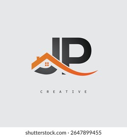 JP House Letter Logo – Creative Real Estate Monogram with Roof Shape and Home Icon for Property, Architecture and Modern Branding Identity