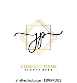 JP Initial Handwriting logo template vector