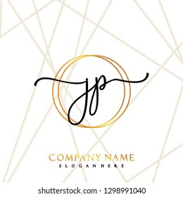 JP Initial Handwriting logo template vector