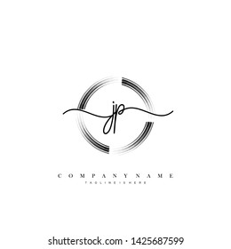 JP initial handwriting logo template vector