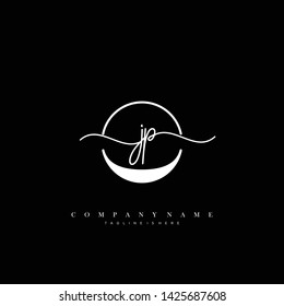 JP initial handwriting logo template vector