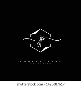 JP initial handwriting logo template vector