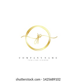 JP initial handwriting logo template vector