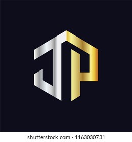 JP Initial letter hexagonal logo vector