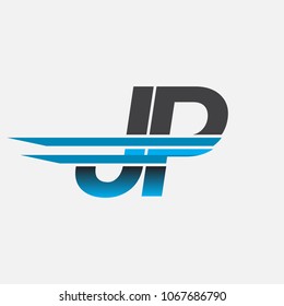 JP initial logo company name colored black and blue, Simple and Modern Logo Design.
