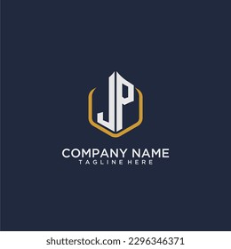 Logotipo inicial de construcción de monograma JP para inmobiliaria con diseño de estilo de polígono creativo