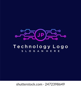 JP initial monogram for technology logo with circle style design
