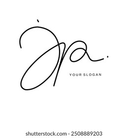 Jp Design de vetor de logotipo de assinatura inicial