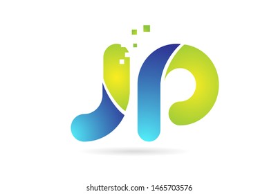 jp j p blue green alphabet combination letter logo design suitable for a company or business