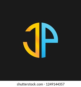 JP or J P letter alphabet logo design in vector format.