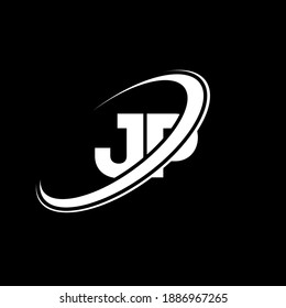 Diseño del logo de la carta JP J P. Letra inicial del logotipo monograma superior del círculo vinculado JP rojo y azul. Logo de JP, diseño de J P. jp, j p