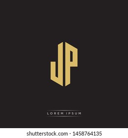 JP J P Logo Emblem Hexagon Capital Letter Modern Template