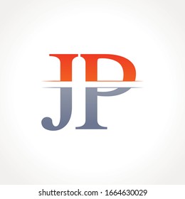 Plantilla vectorial de diseño de tipo de letra JP. Diseño del logotipo de la carta abstracta JP