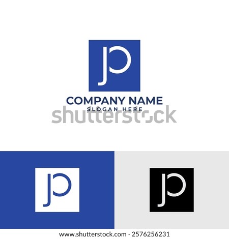 The "JP" logo is clean and modern with a square frame and intertwined letters. It conveys professionalism and is versatile for various applications.