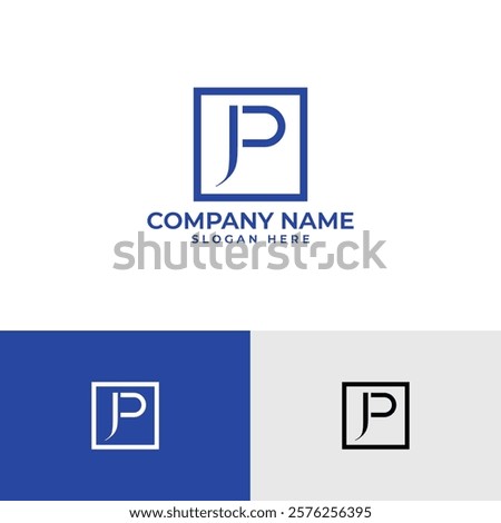 The "JP" logo is clean and modern with a square frame and intertwined letters. It conveys professionalism and is versatile for various applications.