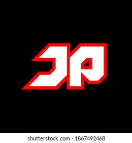 JP logo design, initial JP letter design with sci-fi style. JP logo for game, esport, Technology, Digital, Community or Business. J P sport modern Italic alphabet font. Typography urban style fonts.