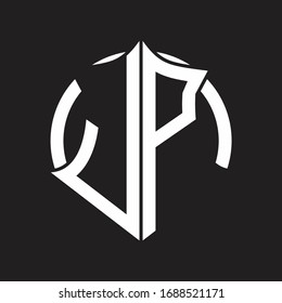Monograma del logotipo JP con emblema y plantilla de diseño redondeado en círculo