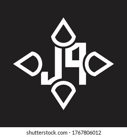 Monograma del logotipo JP con cuatro cono redondeado por la plantilla de diseño de forma