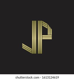 JP Logo monogram outline style linked isolated with gold colors