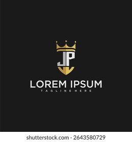 JP luxury letter monogram for crown and shield logo design
