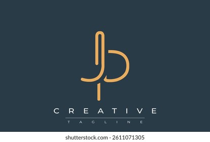 JP Minimalistic Line Art Logo Design with Abstract Lettering. Abstract minimalistic logo design featuring a sleek line art style.