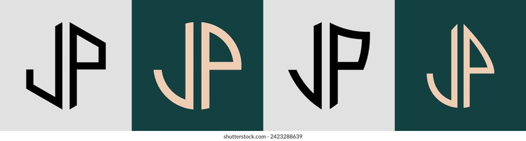 JP modern initial letter logo design vector bundle. It will be suitable for which company or brand name start those initial.