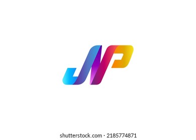 JP Monogram Letter Logo Template With Colorful Ribbon 3d Concept