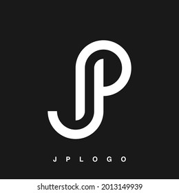JP Monogram Line white Logo Vector 