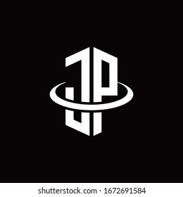 JP monogram logo in a hexagon style and surrounded by a ring