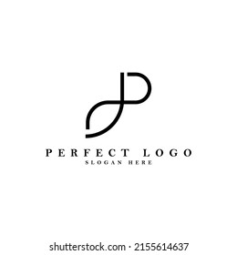 JP monogram vector logo. Two letter line art logo combined artistically. Logo for luxury product, company, and brand.