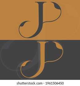 JP, PJ, Resumen diseño inicial del logotipo de la letra monograma