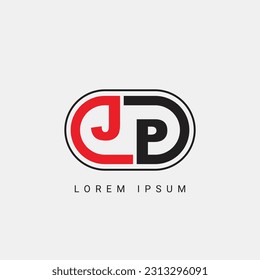 Diseño de logotipo inicial de carta JP o PJ, plantilla de vector