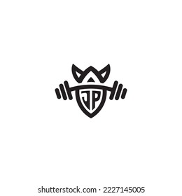 JP simple line fitness gym concept in high quality professional design that will print well across any print media