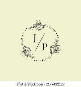 Cartas iniciales del logo de la boda JP en un diseño profesional de alta calidad que se imprimirán en cualquier medio impreso
