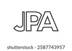 JPA logo design template with strong and modern bold text. Initial based vector logotype featuring simple and minimal typography. Trendy company identity ideal for businesses brand presence.