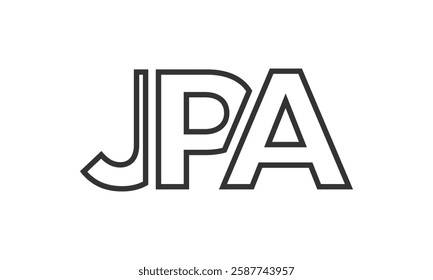 JPA logo design template with strong and modern bold text. Initial based vector logotype featuring simple and minimal typography. Trendy company identity ideal for businesses brand presence.