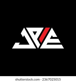 JPE triangle letter logo design with triangle shape. JPE triangle logo design monogram. JPE triangle vector logo template with red color. JPE triangular logo Simple, Elegant, and Luxurious design.